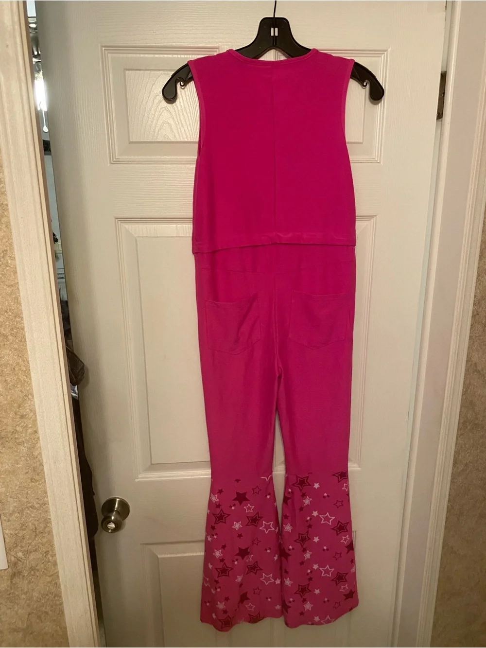 Barbie Hot Pink Star-Embellished Sleeveless Jumpsuit kids large